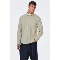 ONLY & SONS Hemd - Beige, Regular Fit, Größe M für Herren - Herren Plussize Hemd von ONLY & SONS in Beige, aus 100% Baumwolle. Bequemer Regular Fit mit Kentkragen und Brusttasche, ideal für lässige Anlässe.