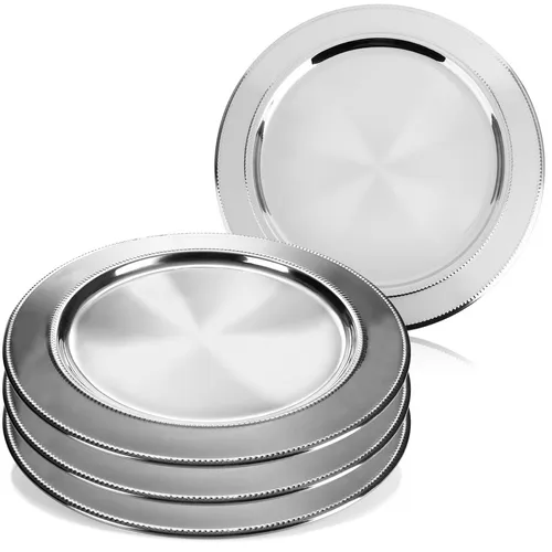 4x Servierplatte in silber von COM-FOUR