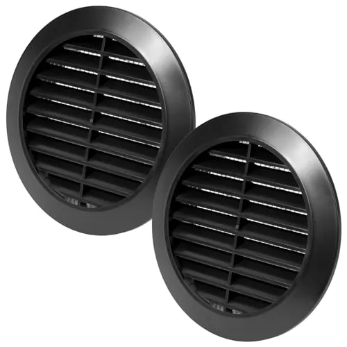 Vent Systems 2 Stück 90 mm Schwarz Lüftungsabdeckung – Runde Lüftungsschlitze – Grillabdeckung – Integrierter Insektenschutz – HVAC-Lüftungsöffnungen für Badezimmer, Heimbüro, Küche