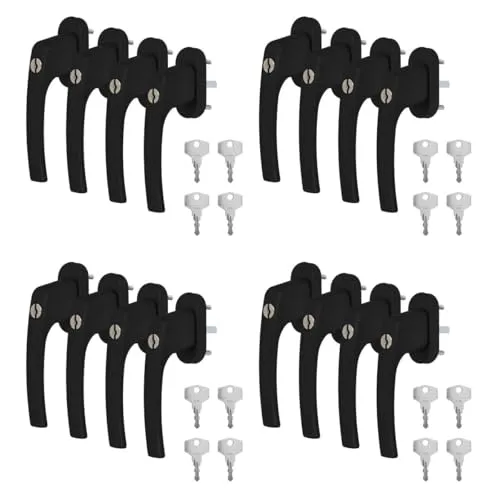 Alu Fenstergriff in Schwarz RAL 9005 abschließbar