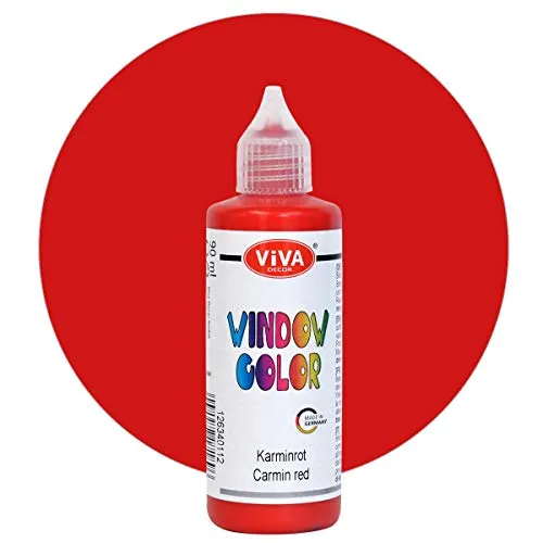 Viva Decor Window Color (Karminrot, 90 ml) Fenstermalfarben für wieder abziehbare Bilder und Sticker für Deko, Spiegel, Fliesen, Vasen und Fenster - Made in Germany