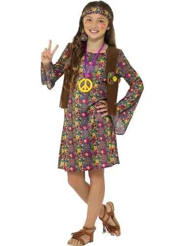 Smiffys Hippie Girl Costume, with Dress, Multi-Coloured von Smiffys