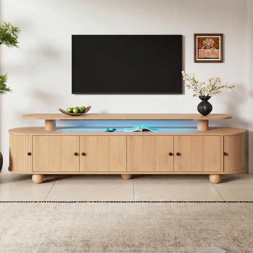 Merax TV Lowboard mit LED Beleuchtung und Schiebetüren