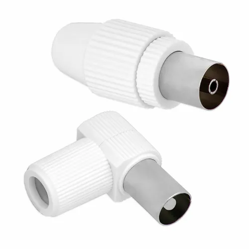 TV Antennenstecker IEC Koaxial 1x Buchse 1x Winkelstecker Koaxialkabel Adapter