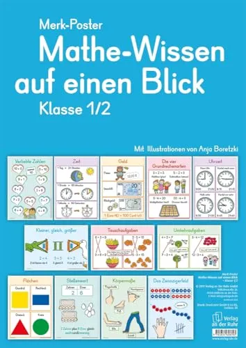 Mathe-Wissen auf einen Blick – Klasse 1/2 (Merk-Poster)