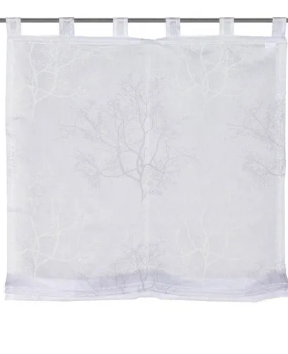 Clever-Kauf-24 Raffrollo mit Schlaufen - Baum grau, 80/100/120/140x140cm - Raffrollo in elegantem Baum-Motiv, ideal für stilvolle Fensterdekoration. Transparente Optik aus 100% Polyester, perfekt für ein gemütliches Ambiente.