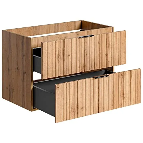 Lomadox Waschtisch-Unterschrank 80 cm Wotaneiche in braun von Lomadox