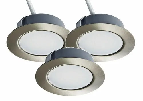 3x  LED Möbeleinbauleuchte Nickel matt 12 Volt AC/DC dimmbar G4E-032 Trango