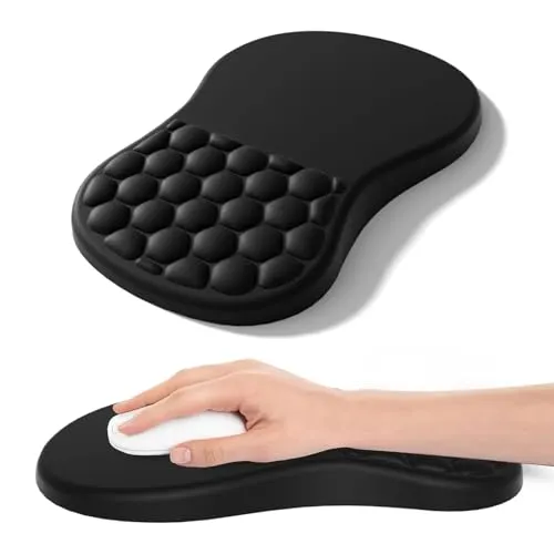 Mauspad mit Handgelenkauflage,Ergonomisches Mousepad zur Linderung von Schmerzen im Karpaltunnel, Memory-Schaum mit Rutschfester Gummi-Basis Office Mat für Computer, Laptop, Desktop (schwarz)