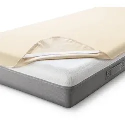 Sleezzz Basic Molton Matratzenschutz 80 x 200 cm, Matratzenschoner aus 100 % Baumwolle, Naturfarben , Fixspann