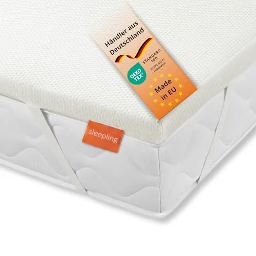 sleepling Topper weiche Matratzenauflage 90x200 cm - Matratzenauflage mit Härtegrad 2, ideal für bis zu 80 kg, waschbarer Bezug und optimale Stützkraft für erholsamen Schlaf.