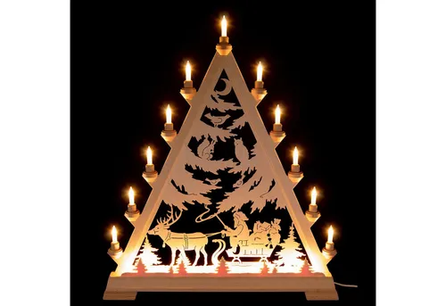 Kunstgewebe Taulin Schwibbogen Lichterspitze Nikolaus mit Schlitten (66cm) von Kunstgewerbe Taulin