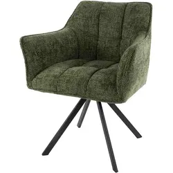 2er-Set Armstuhl Retar – 360° drehbar, Chenille-Bezug, Grün - Elegante Esszimmerstühle im 2er-Set mit drehbarer Funktion und hochwertigem Chenille-Bezug. Ideal für einladende Esszimmergestaltungen und gemütliche Stunden mit Familie und Freunden.