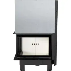 Kamineinsatz aus Stahl KRATKI MBZ links 13 kW Ø 200 mit Schiebetür mit Türfeder - Schwarz