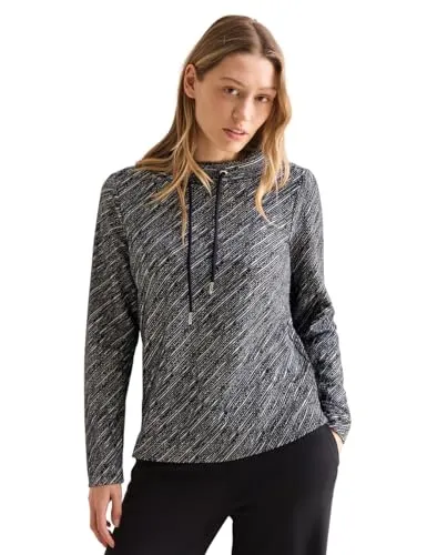Damen Shirt mit Diagonalstruktur - Stylisches Langarmshirt mit Tunnelzugkragen und diagonaler Struktur. Der elastische Materialmix sorgt für hohen Tragekomfort und ideale Passform.