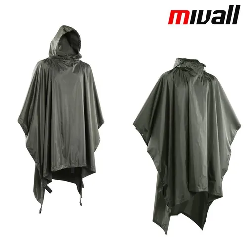 Regenponcho Mivall Trapper robust Regencape Regenschutz mit Kapuze unisex