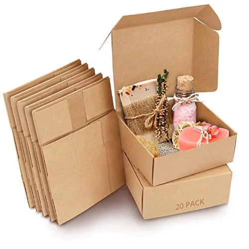 Kurtzy 20er Pack Karton Geschenkbox mit Deckel - 12x12x5cm Geschenk Box Gift Box Geschenkkarton Set - 20er Set Geschenkboxen aus Kraftpapier - 20x Geschenkbox Geburtstag