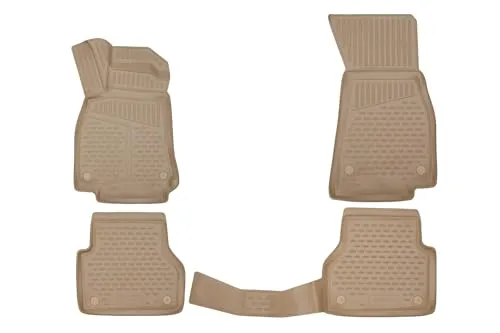 Element 3D Gummimatten Set passend für Mazda CX-7 I (2007-2009) | 100% passgenaue Auto Fußmatten | Beige