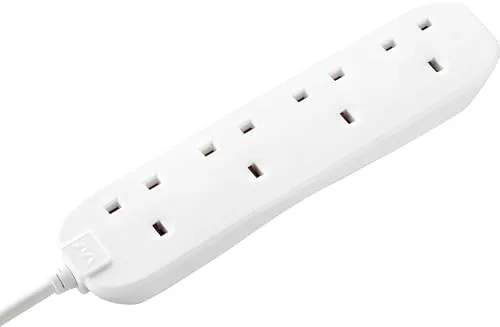 Masterplug 4-Way Compact Power Socket with 5m Extension Lead (White)
