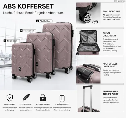 Kofferset 3-teilig aus ABS in Rosa