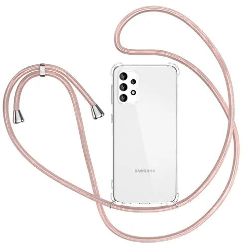 Handykette für Samsung Galaxy A52 5G Hülle, Smartphone Necklace Handyhülle für Samsung A52 4G/5G / A52s mit Band Transparent Schutzhülle Stossfest - Schnur mit Case zum Umhängen in Roségold