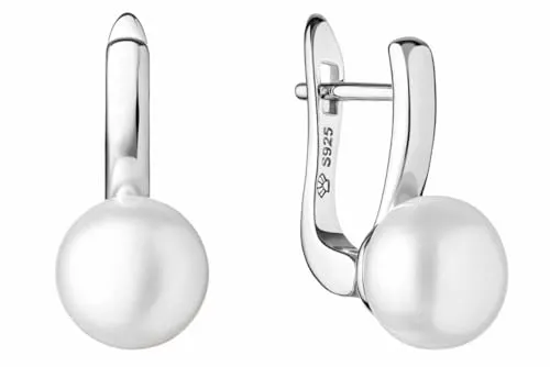 Gaura Pearls Perlenohrringe Casual - Echte Süßwasserzuchtperlen in Weiß - Perlenohrringe aus 925er rhodiniertem Silber, stilvoll und klassisch. Mit 24 Monaten Garantie und in einem eleganten Organzasäckchen verpackt.