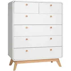 Caitlin Kommode 4+2 Türen in Weiß - Moderne Kommode im skandinavischen Design mit 6 praktischen Schubladen. Ideal für jeden Raum, pflegeleichte Oberfläche und vielseitig kombinierbar. Perfekt für stilbewusste Wohnräume.