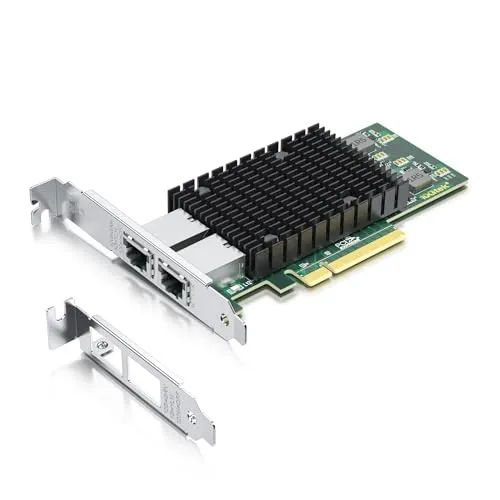 10Gtek für Intel X540-T2 10Gb PCI-E NIC Netzwerkkarte, Dual Copper RJ45 Port, mit Intel X540 Controller, PCIe Ethernet LAN Adapter für Windows Server/Windows/Linux/ESX