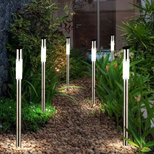 6er Set Solarleuchten Außen – Edelstahl Wegeleuchten für den Garten - Lampen für den Außenbereich, inklusive Solarfeld für automatische Aufladung und IP44 Schutz gegen Spritzwasser – ideal zur Akzentuierung Ihres Gartens.
