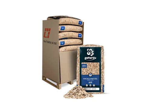 Holzhackschnitzel Natur Fallschutz Boden 5-30mm - 780l Palette - Mulch aus nachhaltigen Kiefernhackschnitzeln, ideal für Innen- und Außenbereiche. Bietet eine biologisch abbaubare Abdeckung und schützt Ihre Pflanzen.