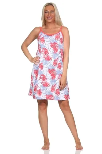 Normann Ärmelloses Damen Spaghetti Nachthemd in floralem Print - auch in Übergrössen, Farbe:rot1, Größe:40-42