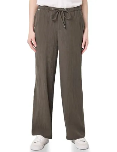 Street One Studio Damen F378706 Musselin Wide Leg Hose in Acron Brown