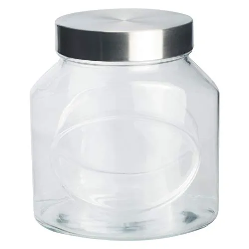 Pasabahce 80387 Elipse Vorratsdose Glas, 1.5 Liter, transparent/Edelstahl