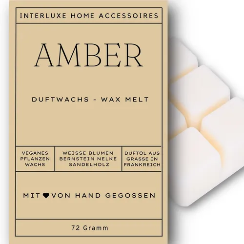 Interluxe Duftmelt - Amber Duftwachs duftendes Wachs für Duftlampe
