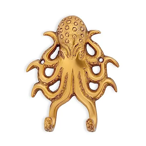 NKlaus Doppelhaken Krake aus antikem Messing von NKlaus