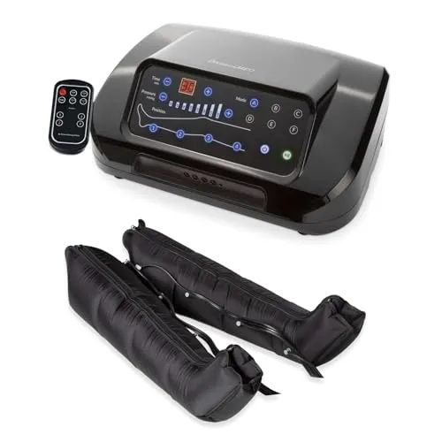 Dinamicamed | PRO 4.0 Beinmassagegerät | 4 Luftkammern | 6 Programme, verstellbarer Druck, inkl. Beinmanschetten XL und Bauch | Pressotherapy Lymphdrainage fördert Durchblutung