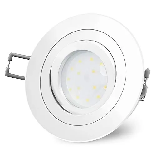 SSC-LUXon RF-2 LED Einbaustrahler Ultra flach 30mm rund weiß & schwenkbar - mit 4W LED Modul neutralweiß wechselbar kein Trafo nötig