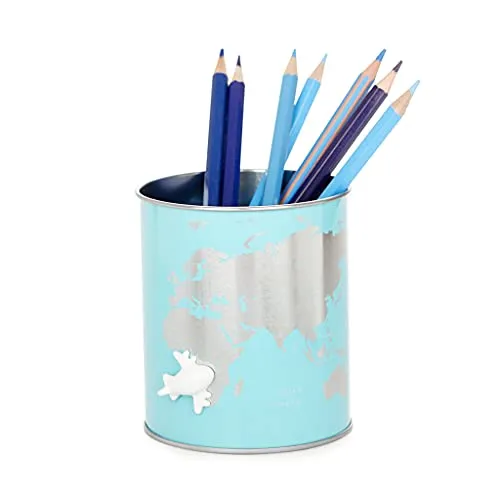 balvi Stiftehalter Globe Farbe Türkis Halten Sie Ihren Schreibtisch organisiert Dose für Schreibstift