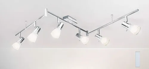 Moderne 6-flammige Deckenleuchte Chrom Glas mit LED - Stilvolle Deckenleuchte mit verstellbarer Leuchtrichtung, inklusive energieeffizientem LED Leuchtmittel für warmes Licht und bis zu 20.000 Stunden Lebensdauer.
