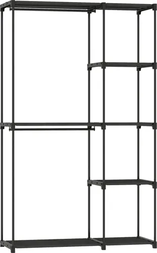 Kleiderschrank mit Kleiderstange und Einlegeböden – Schwarz, 111 x 43 x 185 cm