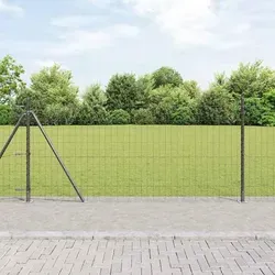 Maison Exclusive Zaun mit Pfosten Grau 1 x 25 m