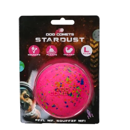 Dog Comets Ball Stardust Ø7,5 cm - Hundespielzeug Ball - Hundeball Naturkautschuk - Ball Hund - Rosa - 1 stück