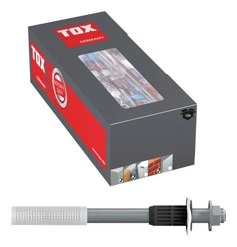 Tox Abstandsmontagesystem Thermo Proof Plus M16x400 mm - 12 Stück - Dübel für effiziente Abstandsmontage, ideal für wärmedämmende Anwendungen mit hervorragender Thermoisolierung.