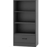 Costway Bücherregal 120 cm Grau mit Schublade - Praktisches 4-stöckiges Regal in Grau, ideal für Büro oder Wohnzimmer. Mit stabilen Ablagefächern und einer Schublade zur sicheren Aufbewahrung. Hochwertige Verarbeitung für hohe Tragfähigkeit und zuverlässige Kippsicherung.