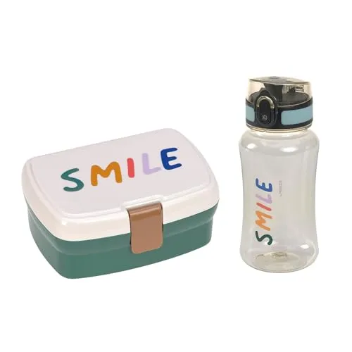 LÄSSIG Brotdose & Trinkflasche Set - Lunch Set für Kinder - Brotdosen Set für Kinder mit herausnehmbarer Schale und auslaufsicherer Tritan-Trinkflasche (460 ml). Ideal für Schule und Ausflüge, BPA-frei und bruchfest für sorgenfreies Essen unterwegs.
