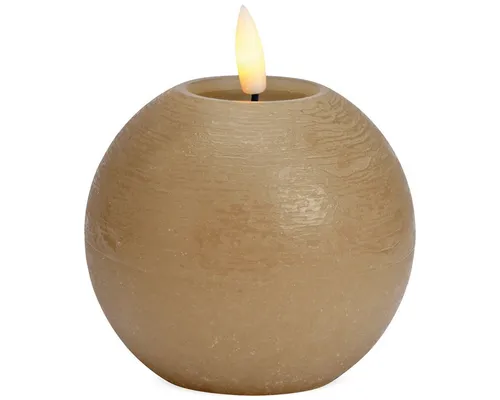 matches21 HOME & HOBBY LED-Kerze LED Kugel-Kerze Echtwachs-Kerze flackernd, Ø 10x9 cm, Beige (1-tlg), Mit beweglicher Flamme & Timer für Adventskranz