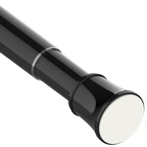Venwemong Ausziehbare Gardinenstange, Teleskop-Fensterspannstange, ohne Bohren, Duschvorhangstange, Spannstange für Vorhänge, Küche, Schrank, Hängestange, kein Werkzeug erforderlich, Schwarz 48-70 cm