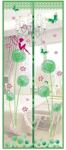 Magnetischer Fliegengitter-Türvorhang mit Löwenzahn-Grün, 90 x 210 cm