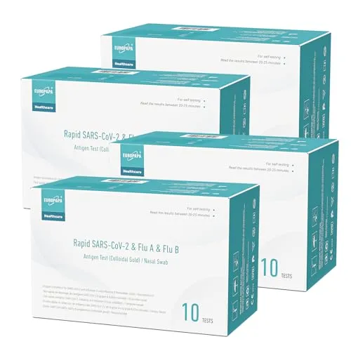 EUROPAPA 40x Corona Laientest Schnelltest & Grippe Test - Praktischer 3-in-1 Schnelltest für COVID-19 und Grippe A/B. Ideal für die einfache Anwendung zu Hause. Schnelle Ergebnisse in ca. 20 Minuten, hygienisch verpackt mit allem Zubehör.