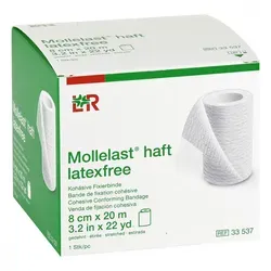 Mollelast Haftbinden latexfrei 8 cm x 20 m weiß – zuverlässige Fixierung für empfindliche Haut, ideal für die Apotheke - 